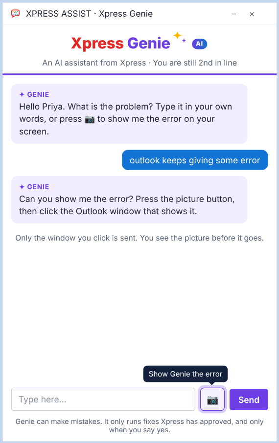 Show Genie the error