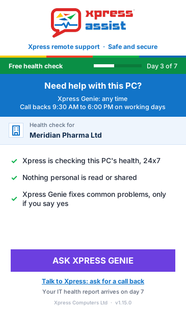 Xpress ASSIST during the free health check