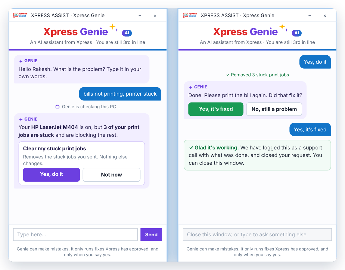 Xpress Genie fixing a printer problem